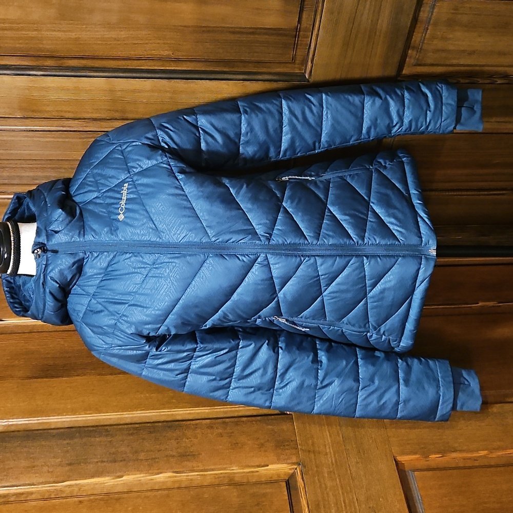 Columbia Coat Heavenly Hooded Jacket Omni Heat Teal Green Puffer Sz S